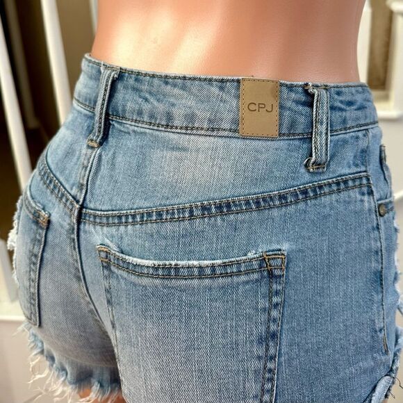 Buttonfly distressed high waist denim shorts - Picture 7 of 12